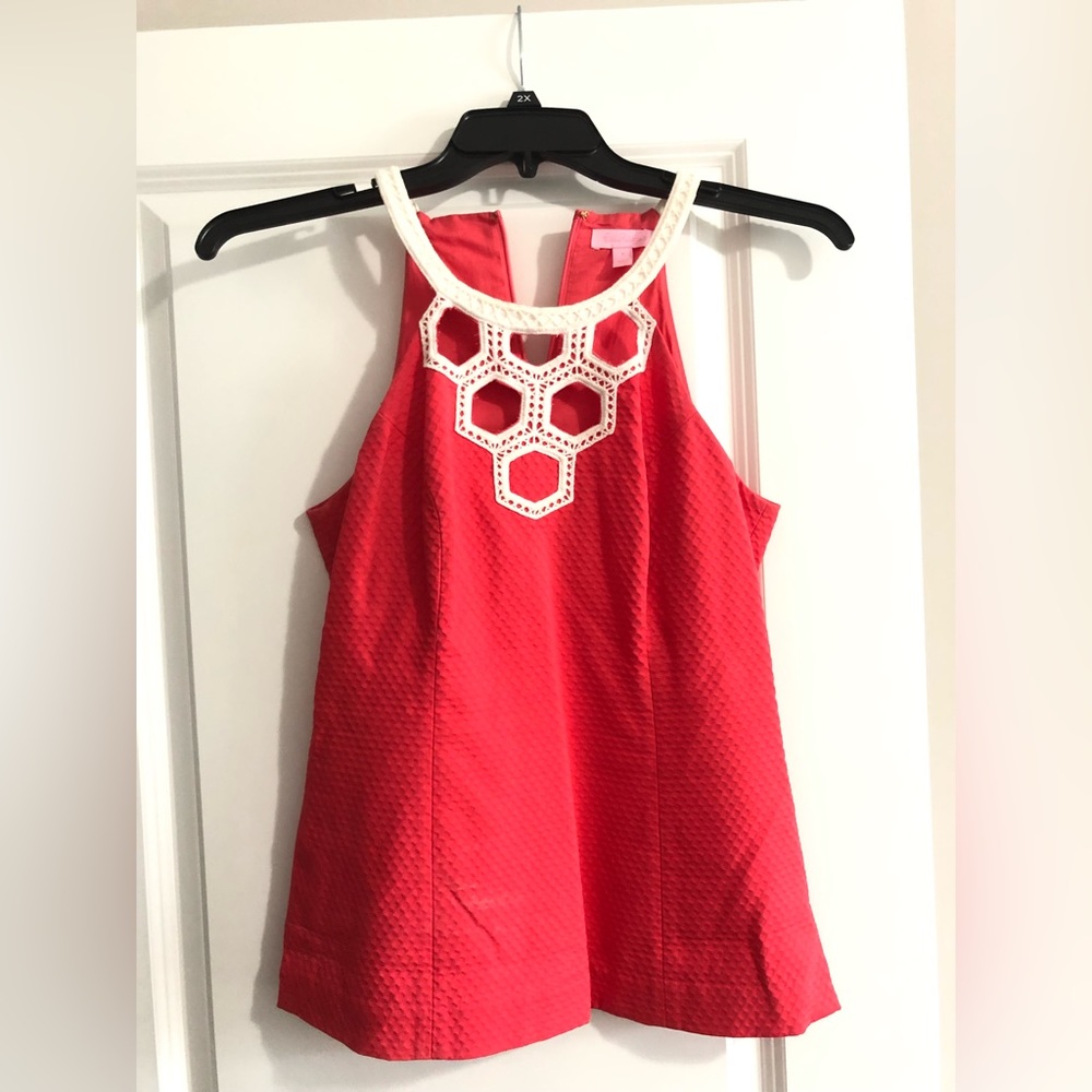 Lilly Pulitzer honeycomb halter zip up tank top